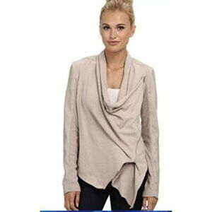 Blank NYC Beige Faux Suede Drape Front Jacket Asymmetrical Zip XL NEW